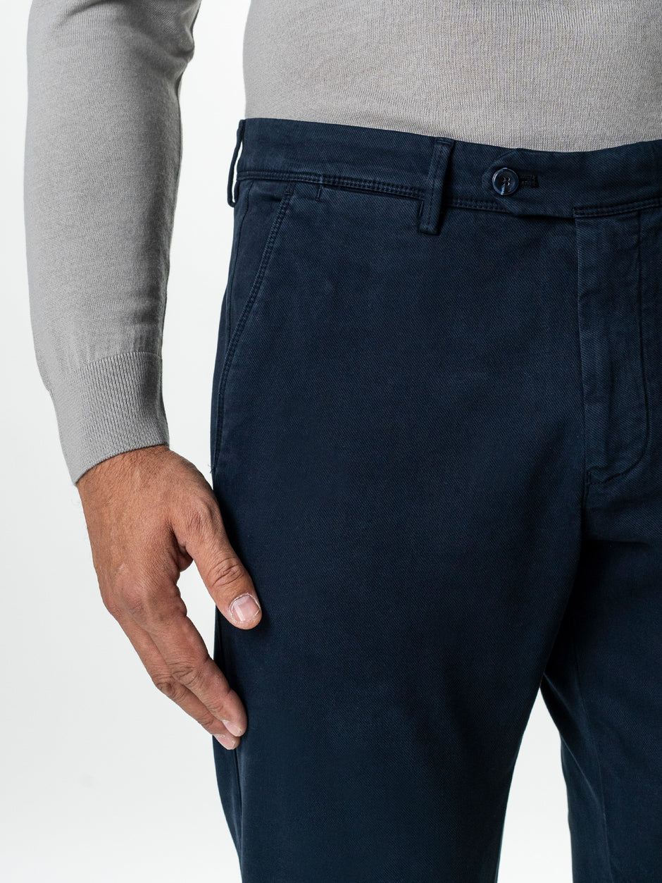 Pantaloni Casual Barbati Chinos Bleumarin Bumbac Office Relax Fit BMan0020 (4)