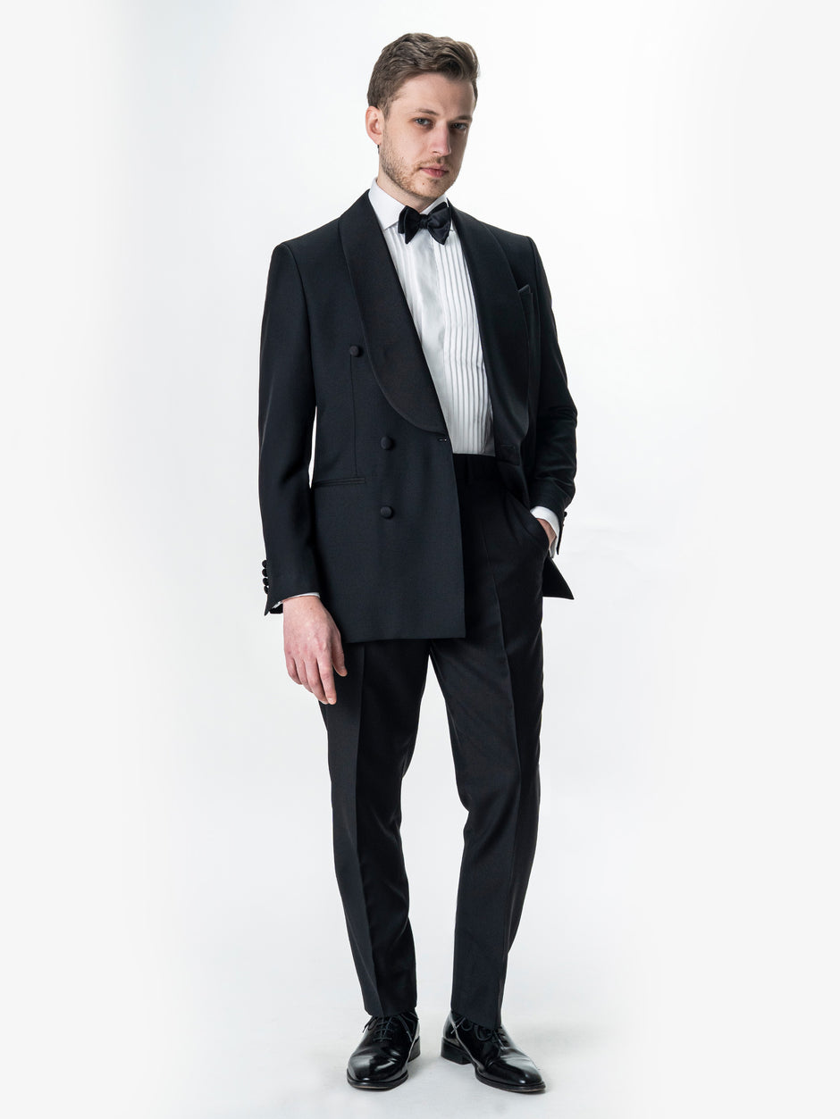 Costum Mire Smoking Negru 100% Lana Vitale Barberis SuperBio 21 Microni BMan344 (2)