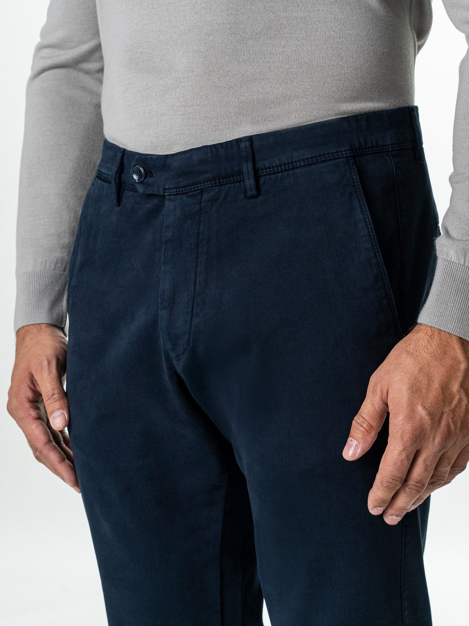 Pantaloni Casual Barbati Chinos Bleumarin Bumbac Office Relax Fit BMan0020 (5)