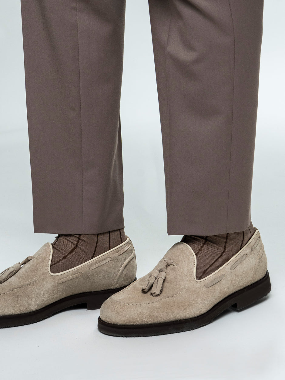 Pantaloni Barbati Cappuccino Cu Talie Inalta Din Lana BMan0002 (6)