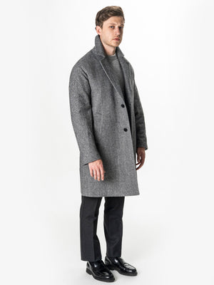 Palton Gri Herringbone Barbati Relaxed Fit 100% Lana BMan0008