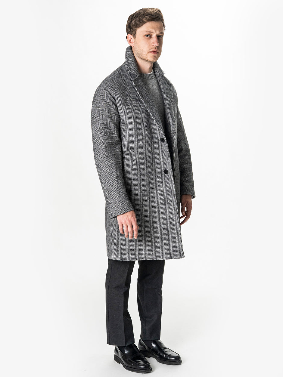 Palton Gri Herringbone Barbati Relaxed Fit 100% Lana BMan0008 (1)