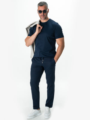 Pantaloni Bleumarin Barbati Full Stretch Flexo Cu Snur BMan0012