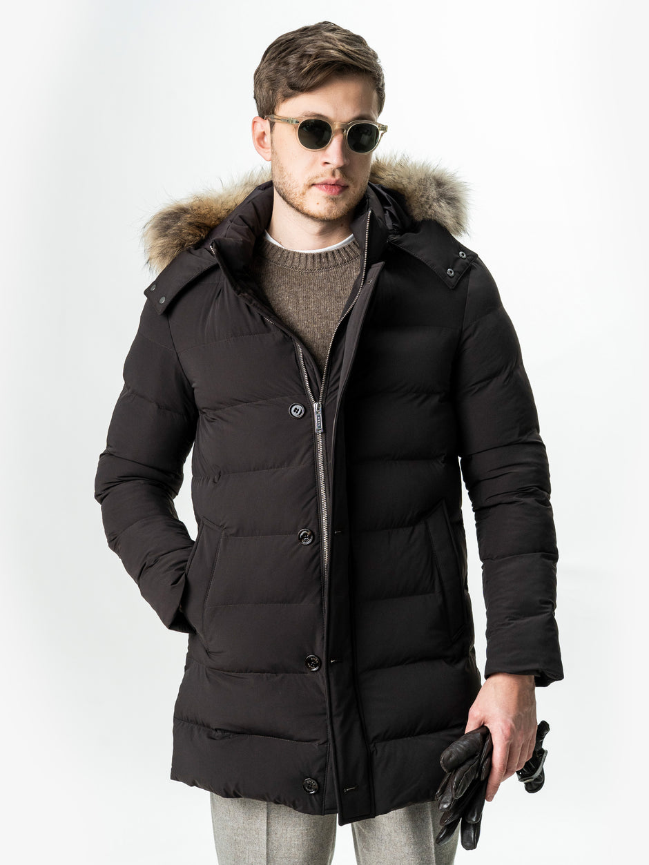 Geaca Barbati Cafenie de Iarna cu Blana Naturala si Softshell BMan0199 (4)