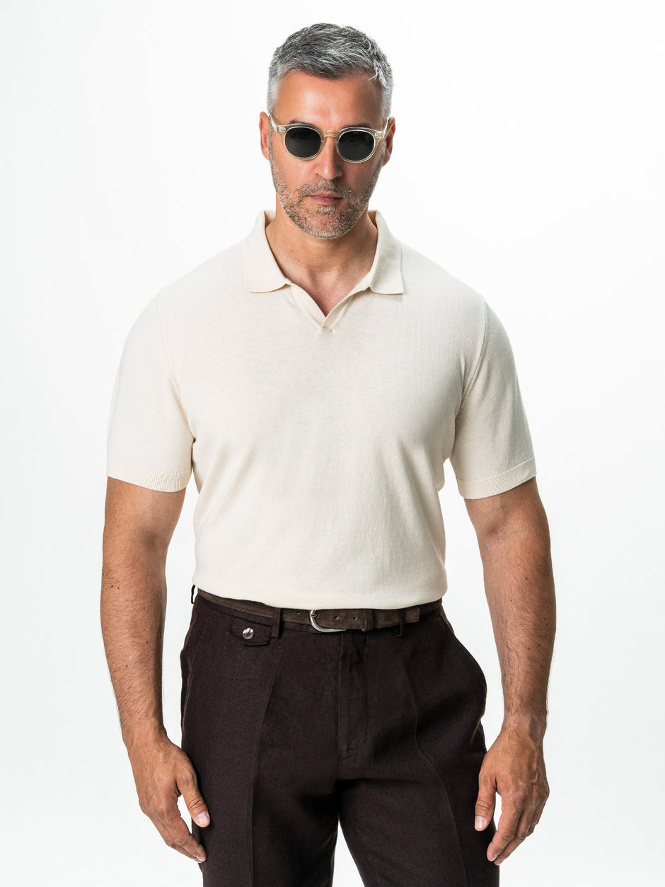 Tricou Barbati Polo Crem Off-White 100% Bumbac BMan0107 (3)
