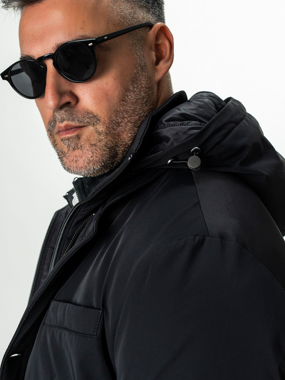 Geaca Barbati Tip Parka Neagra Cu Gluga BMan0200 (5)