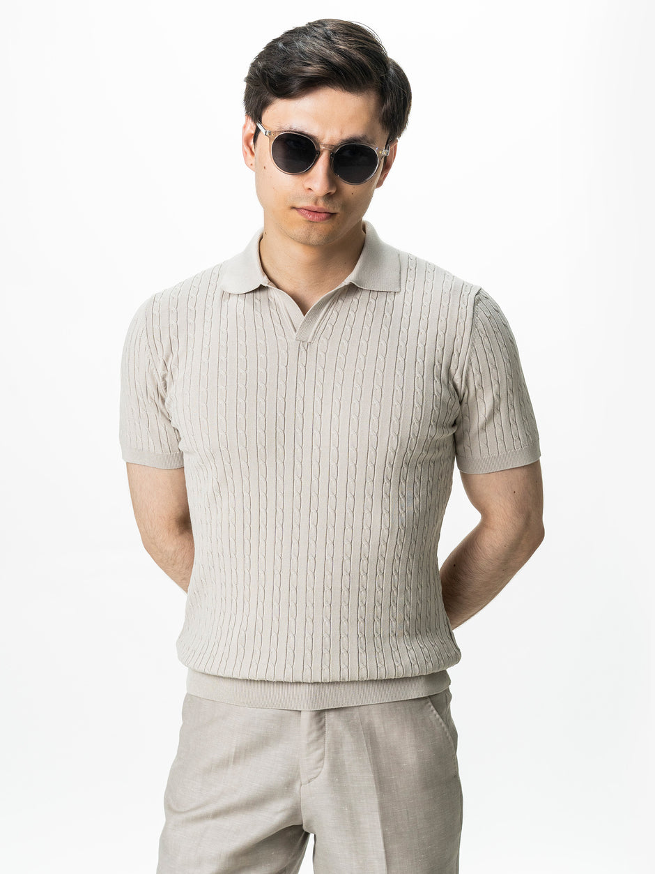 Tricou Barbati Polo Deschis Gri Stone BMan0106 (6)