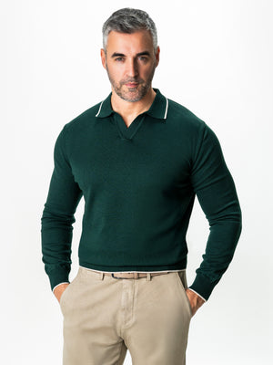 Pulover Polo Barbati Verde Din Bumbac Natural BMan0031