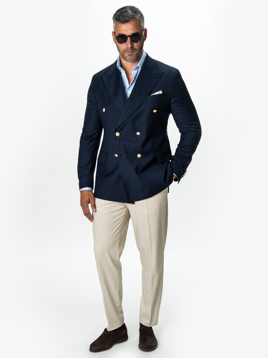 Pantaloni Barbati Bej Design Gurkha Stofa Confortabila Amestec Lana BMan723 (2)