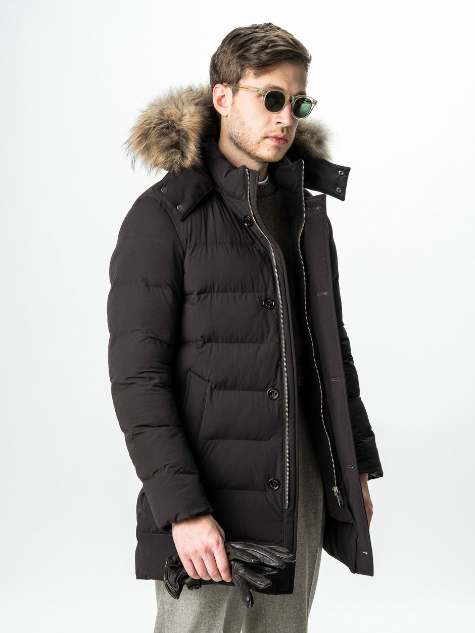 Geaca Barbati Cafenie de Iarna cu Blana Naturala si Softshell BMan0199 (5)