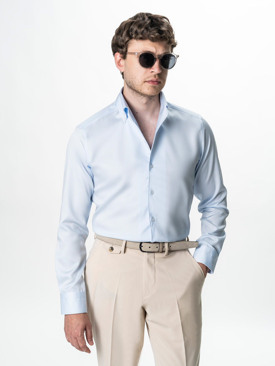 Camasa Barbati Bleu Non-Iron Guler One-Piece BMan0207 (1)