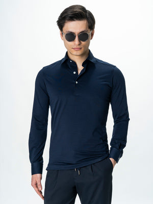 Camasa Barbati Premium Bleumarin Guler Polo din 100% Bumbac BMan0076