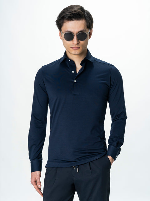 Camasa Barbati Premium Bleumarin Guler Polo din 100% Bumbac BMan0076