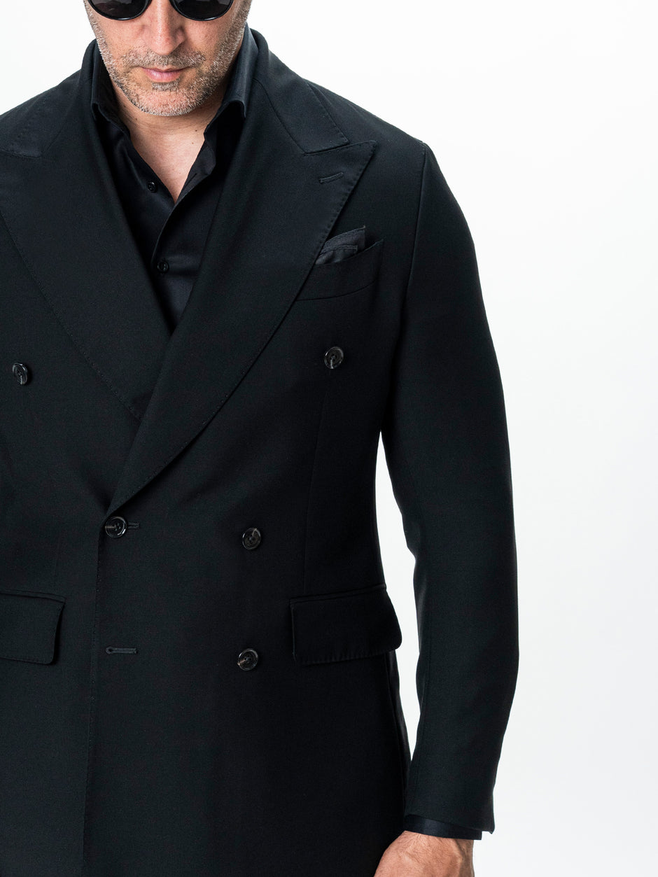 Costum Negru Barbati 6 Nasturi Din Lana Vitale Barberis Super120's BMan0052 (4)
