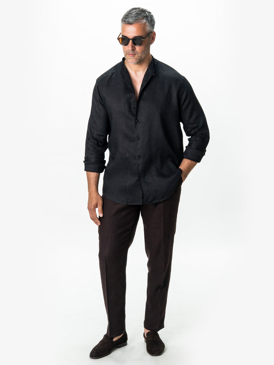 Camasa Barbati Neagra din In Natural Guler Positano BMan0102 (2)