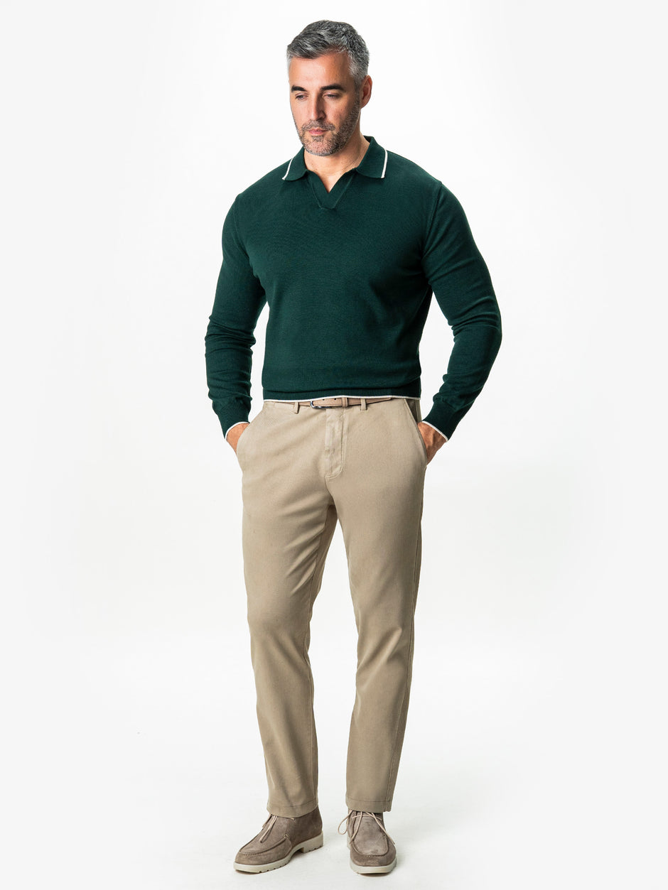 Pulover Polo Barbati Verde Din Bumbac Natural BMan0031 (4)