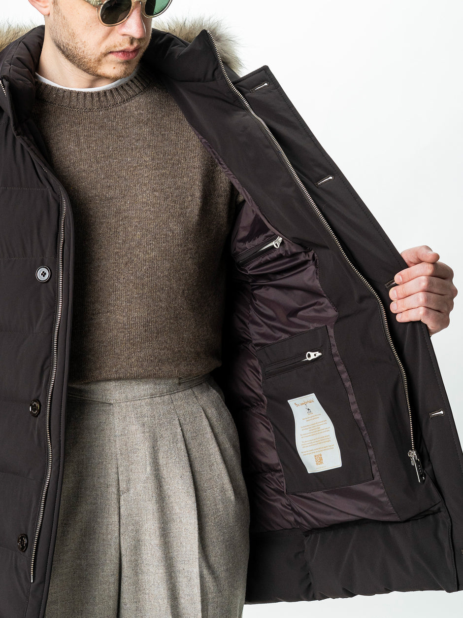 Geaca Barbati Cafenie de Iarna cu Blana Naturala si Softshell BMan0199 (6)