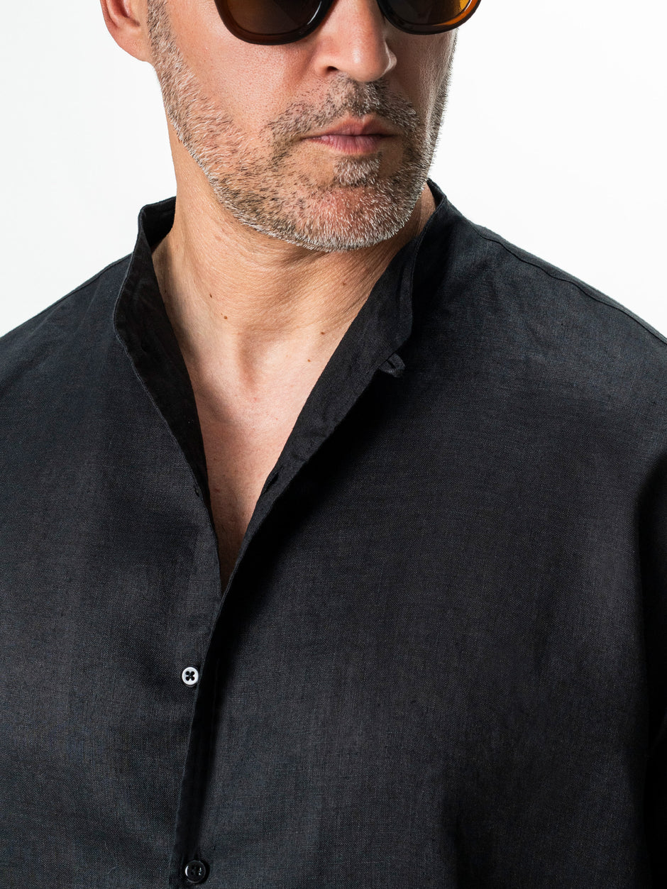 Camasa Barbati Neagra din In Natural Guler Positano BMan0102 (3)