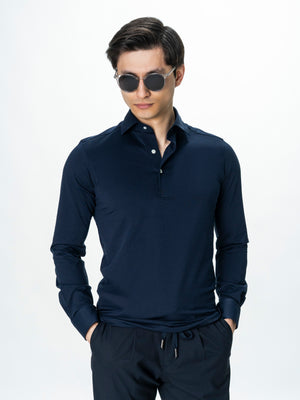 Camasa Barbati Premium Bleumarin Guler Polo din 100% Bumbac BMan0076