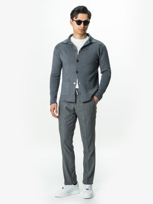Pulover Gri Barbati Cu Nasturi Tip Cardigan Din Bumbac BMan0022