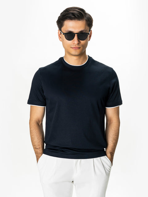 Tricou Bleumarin Barbati 100% Bumbac Egiptean Dublu Mercerizat BMan271