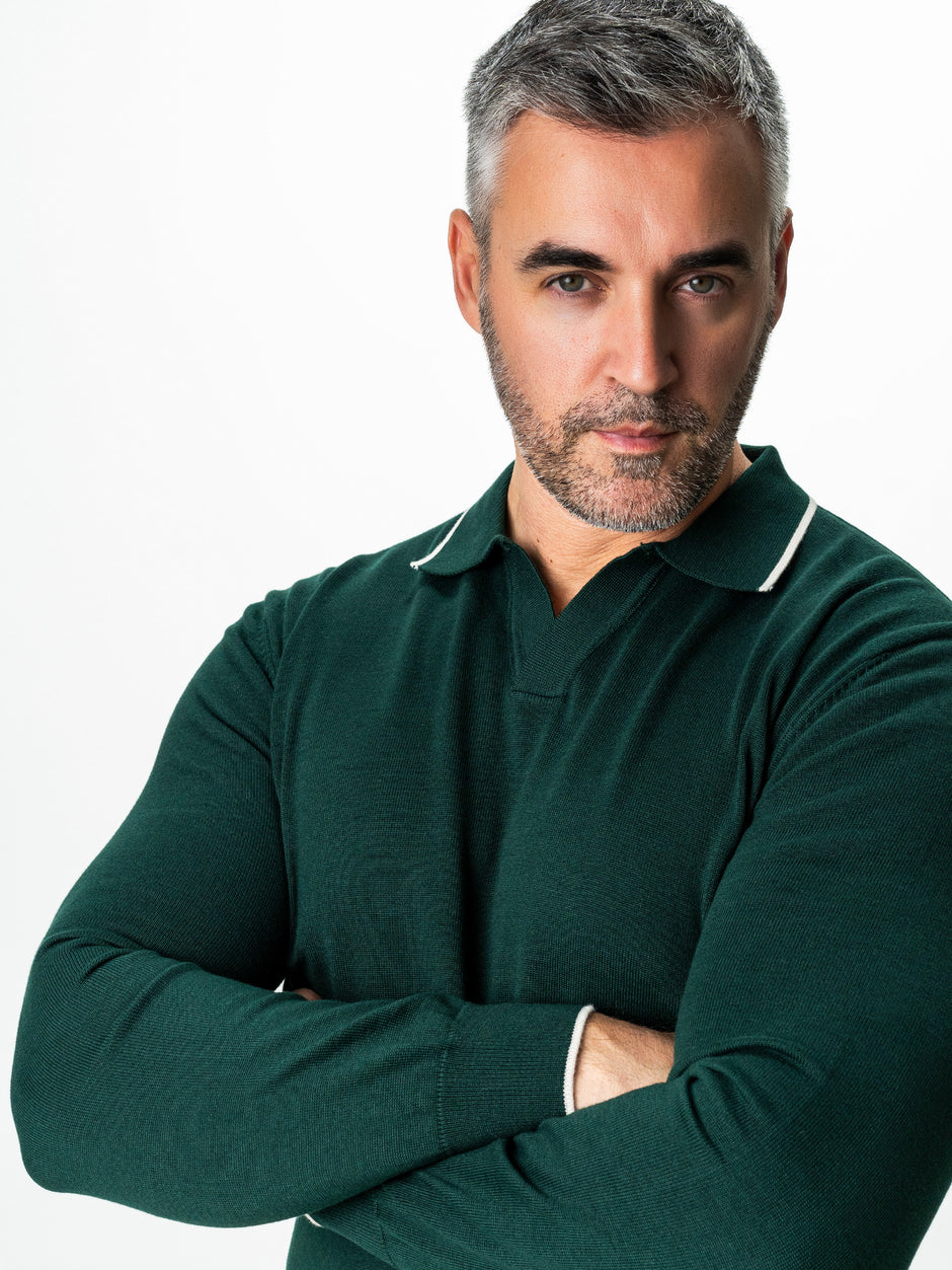 Pulover Polo Barbati Verde Din Bumbac Natural BMan0031 (3)