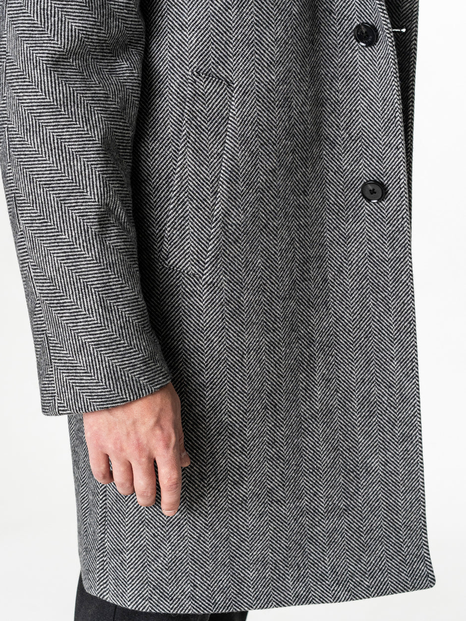 Palton Gri Herringbone Barbati Relaxed Fit 100% Lana BMan0008 (6)