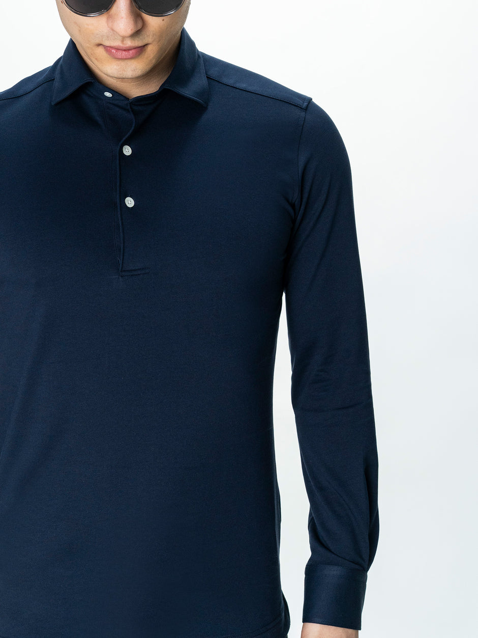 Camasa Barbati Premium Bleumarin Guler Polo din 100% Bumbac BMan0076 (9)