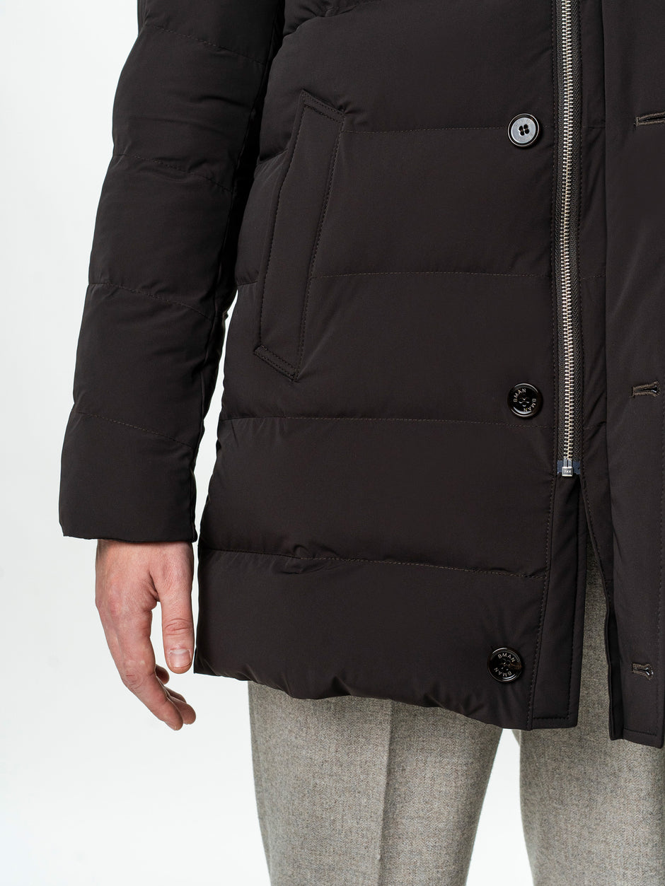 Geaca Barbati Cafenie de Iarna cu Blana Naturala si Softshell BMan0199 (10)