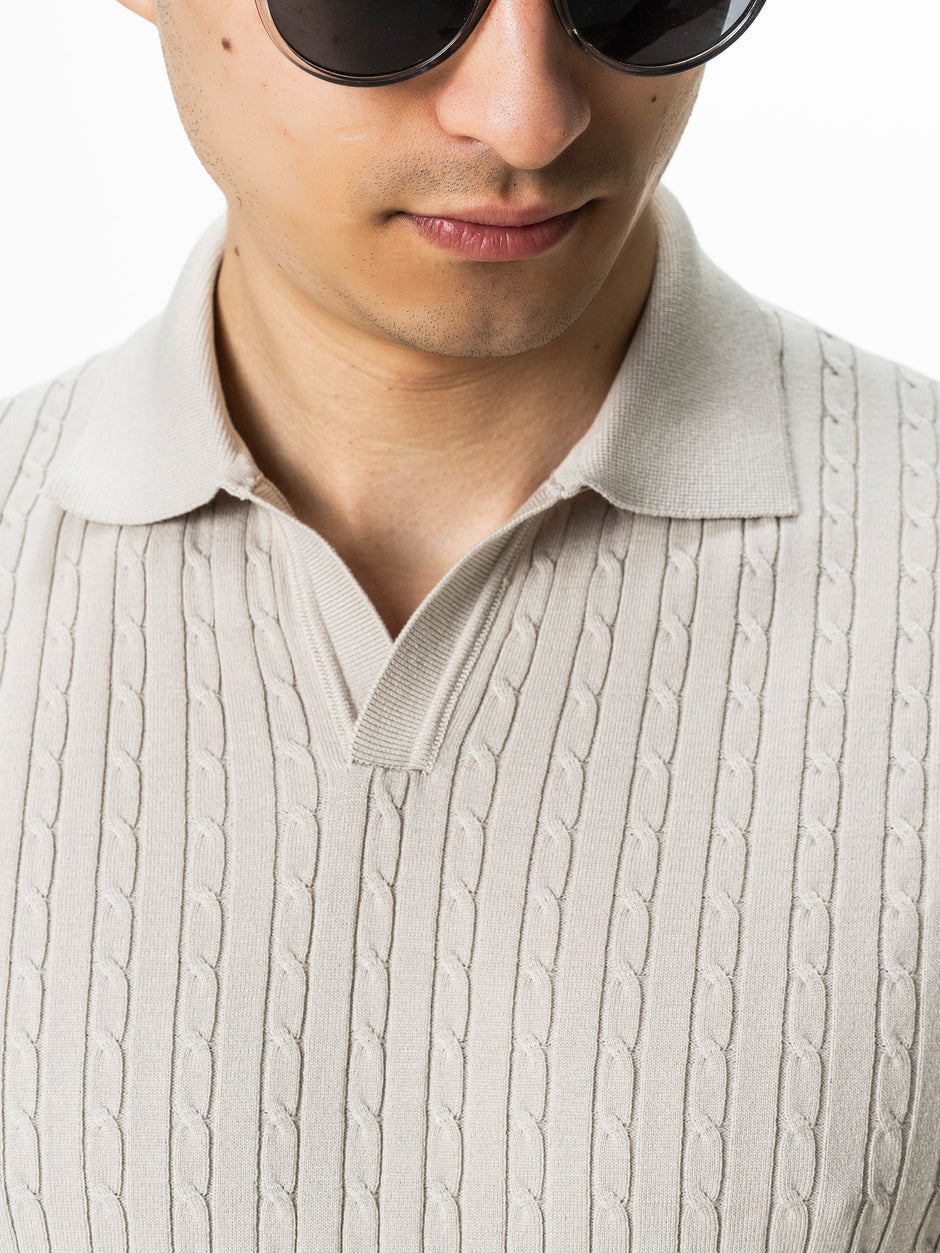 Tricou Barbati Polo Deschis Gri Stone BMan0106 (4)