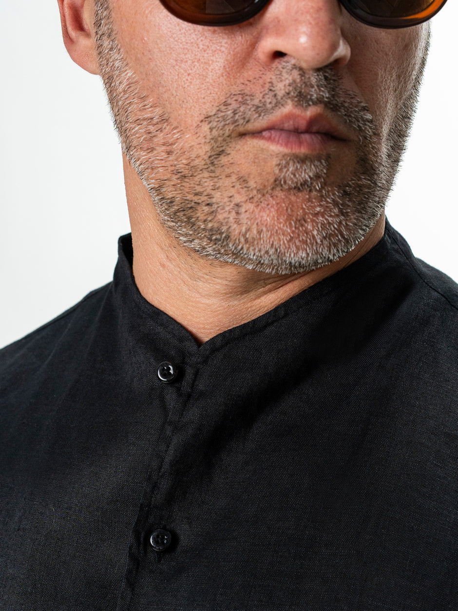Camasa Barbati Neagra din In Natural Guler Positano BMan0102 (4)