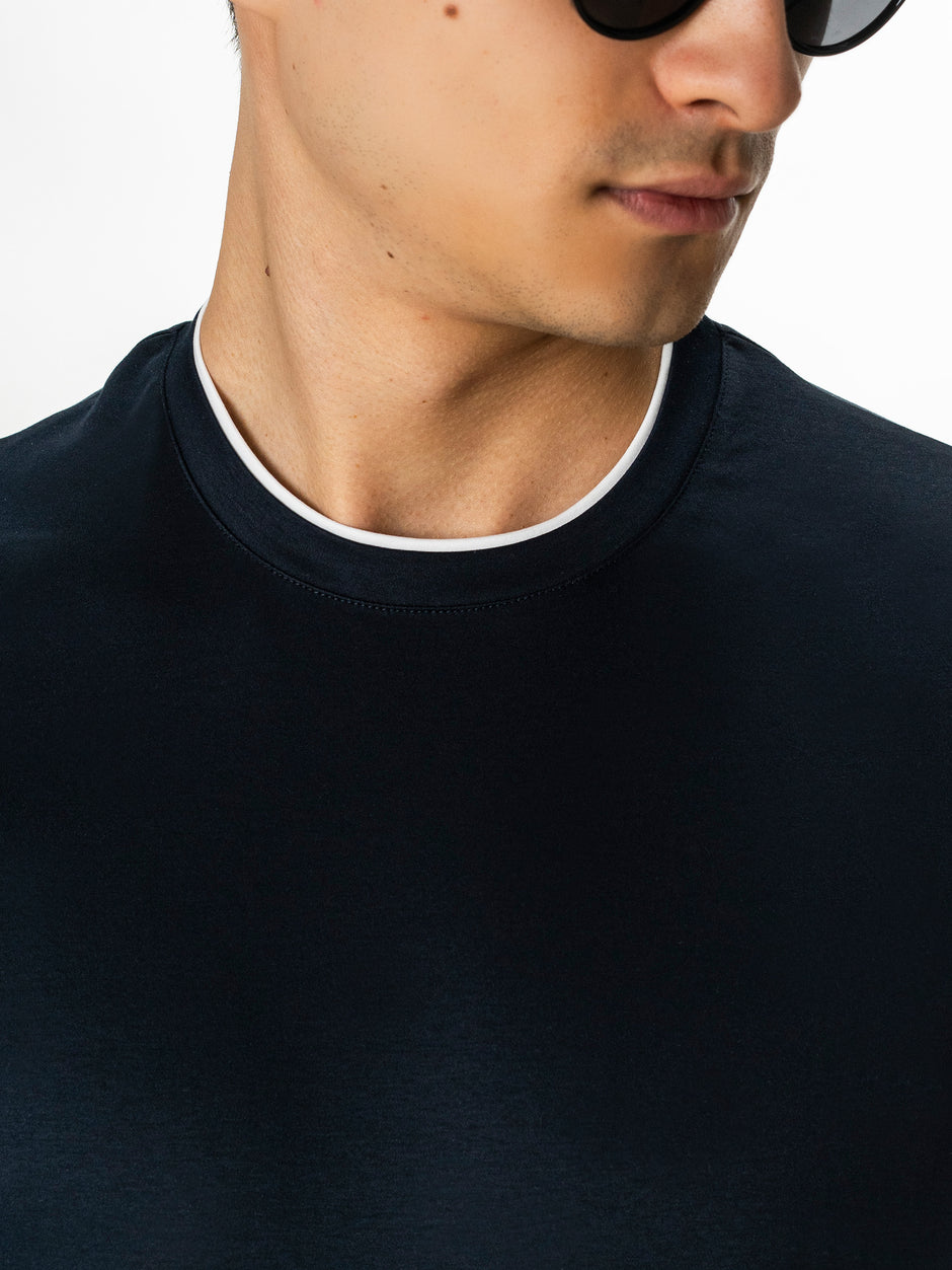 Tricou Bleumarin Barbati 100% Bumbac Egiptean Dublu Mercerizat BMan271 (4)