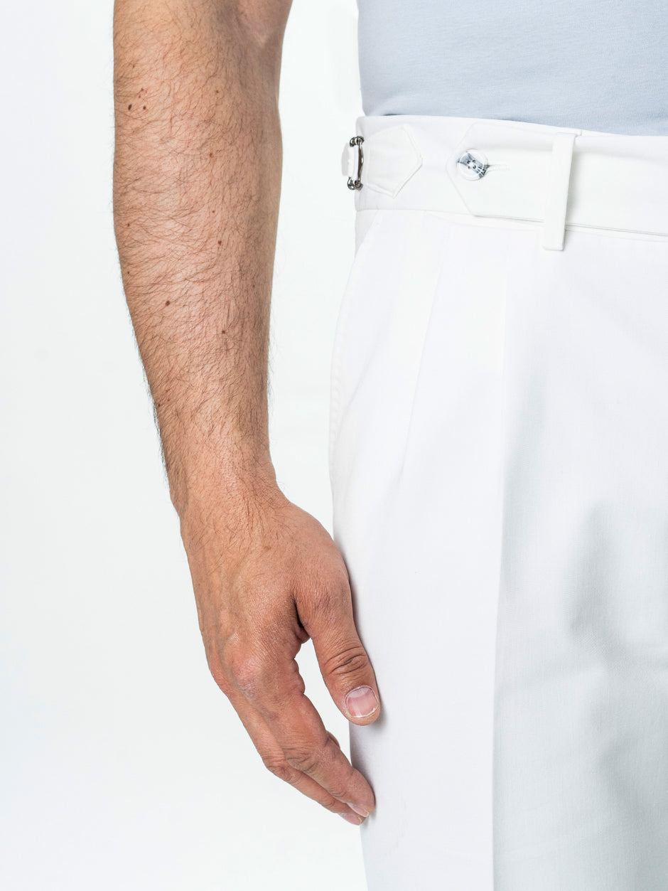 Pantaloni Albi Cu Pense Barbati Gurkha De Vara BMan703 (6)