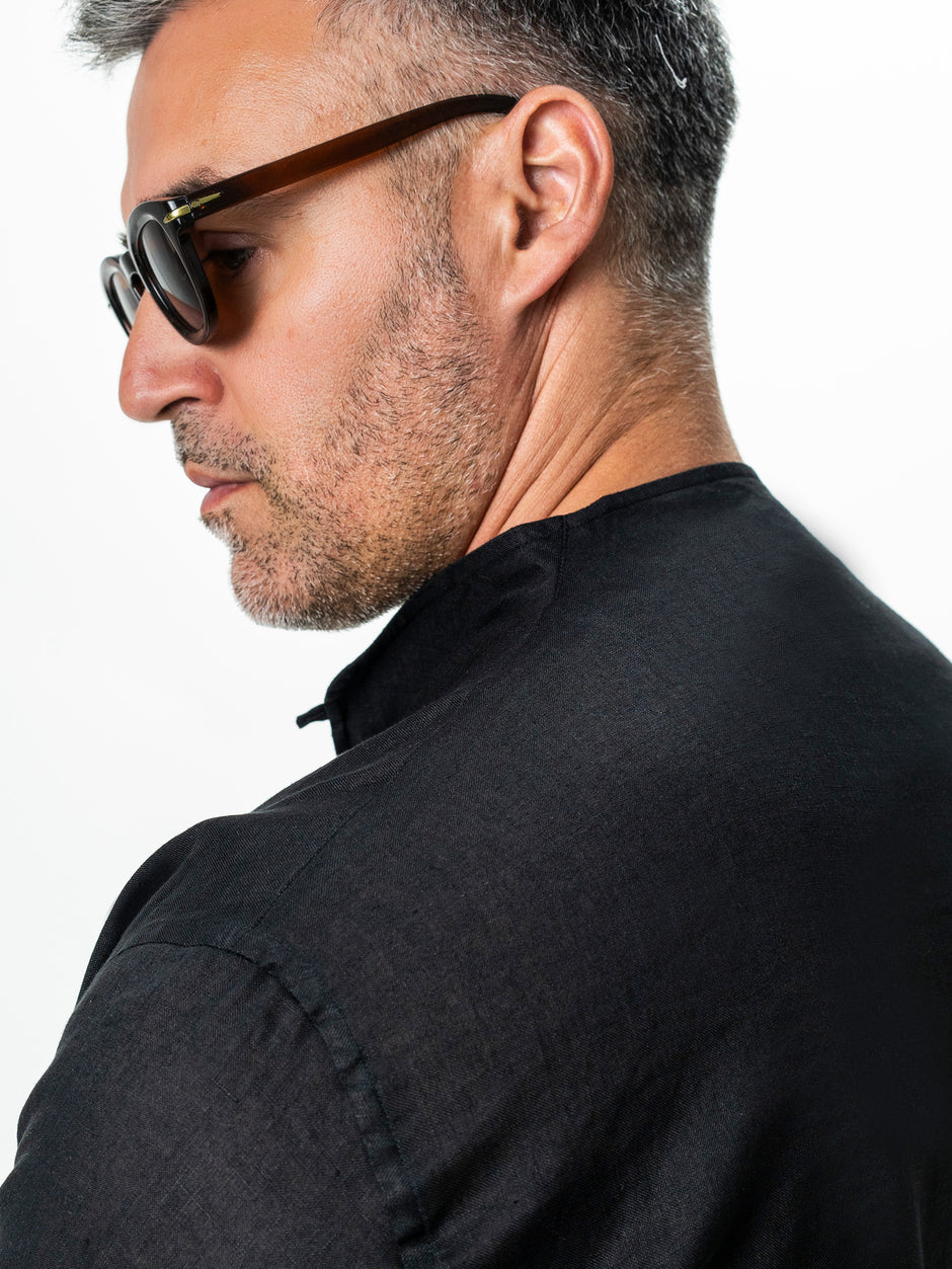 Camasa Barbati Neagra din In Natural Guler Positano BMan0102 (5)