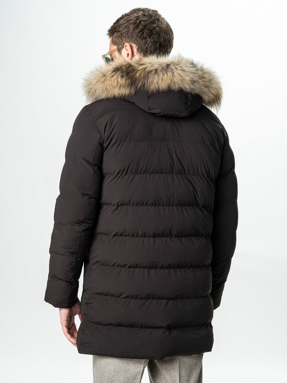 Geaca Barbati Cafenie de Iarna cu Blana Naturala si Softshell BMan0199 (8)