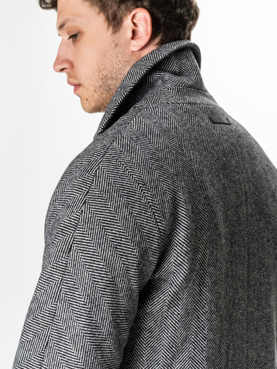 Palton Gri Herringbone Barbati Relaxed Fit 100% Lana BMan0008 (7)