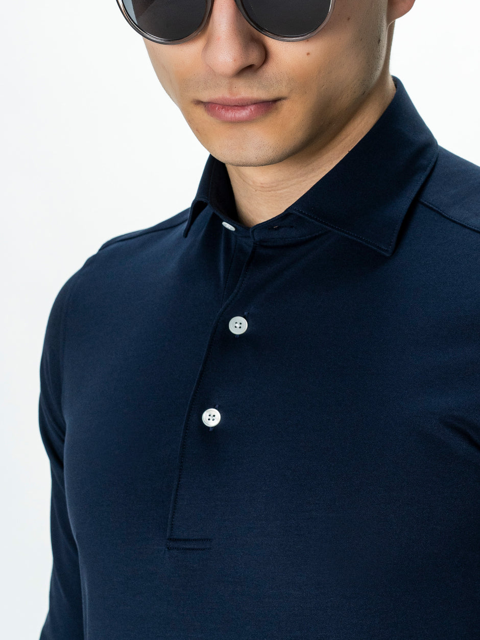 Camasa Barbati Premium Bleumarin Guler Polo din 100% Bumbac BMan0076 (7)