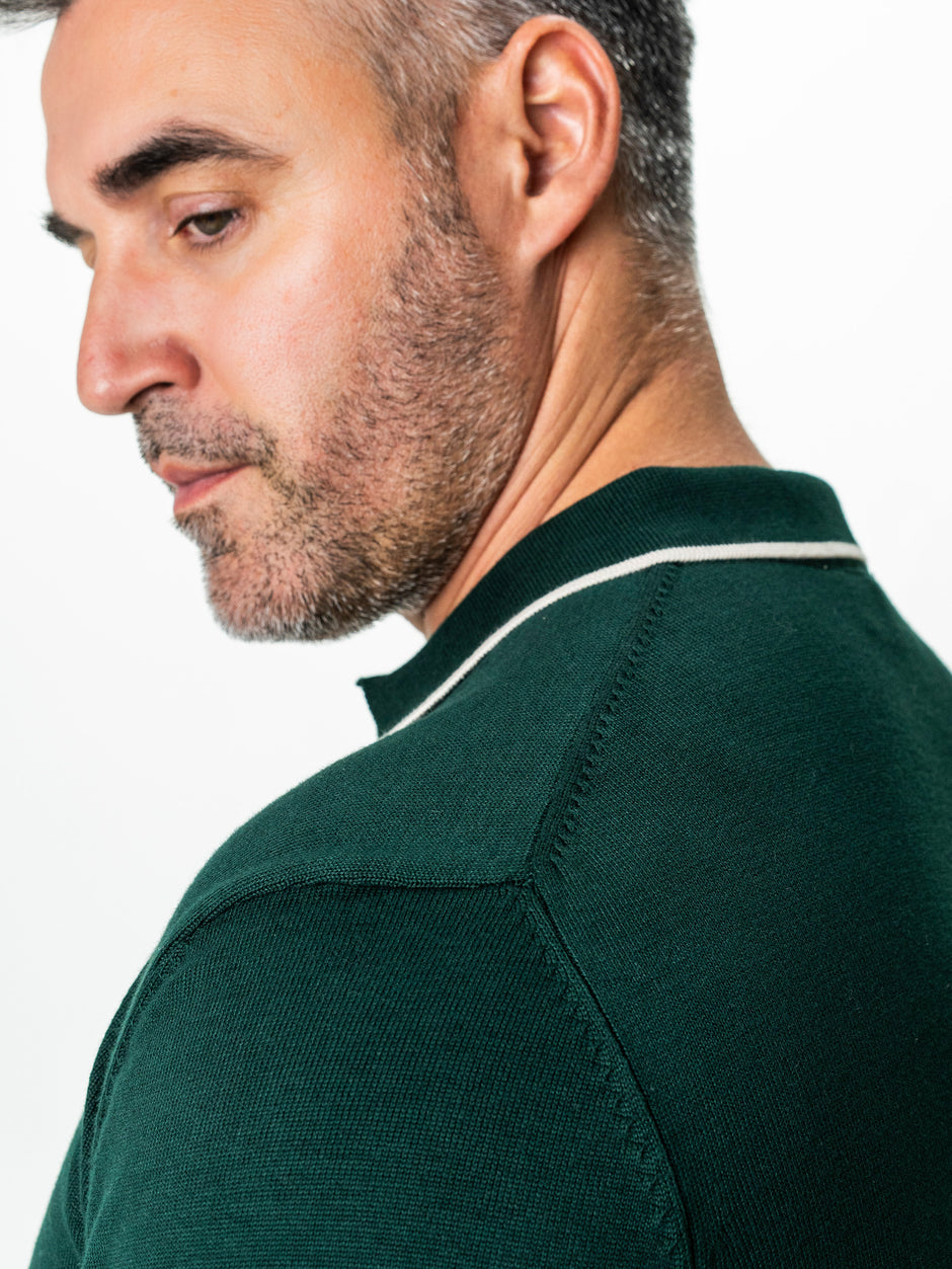 Pulover Polo Barbati Verde Din Bumbac Natural BMan0031 (7)