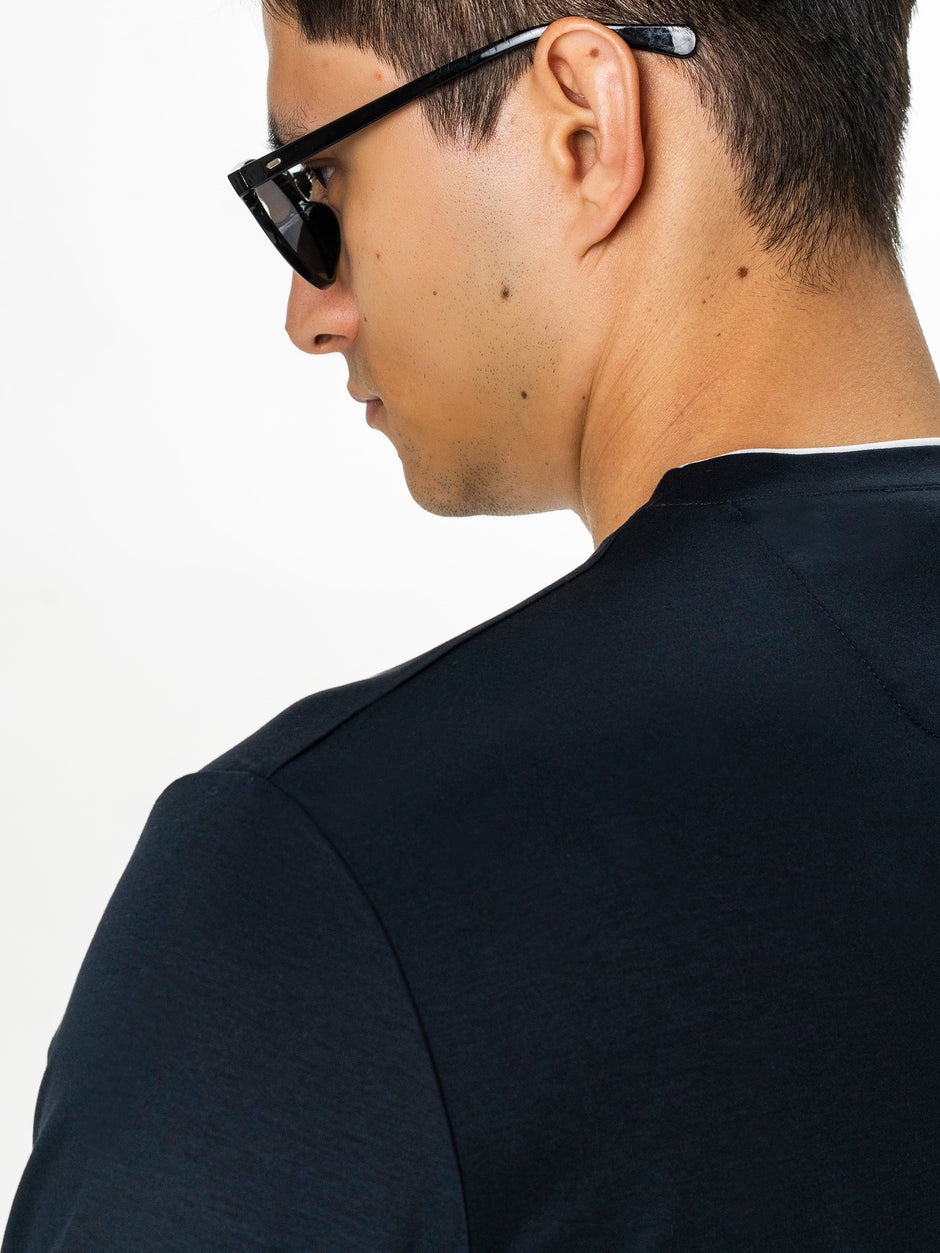 Tricou Bleumarin Barbati 100% Bumbac Egiptean Dublu Mercerizat BMan271 (9)