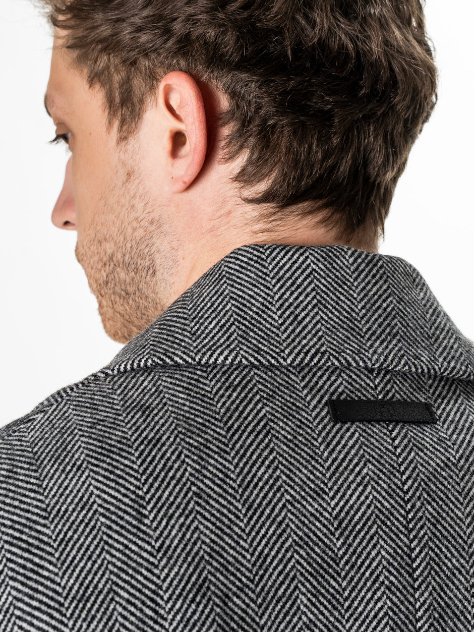 Palton Gri Herringbone Barbati Relaxed Fit 100% Lana BMan0008 (11)