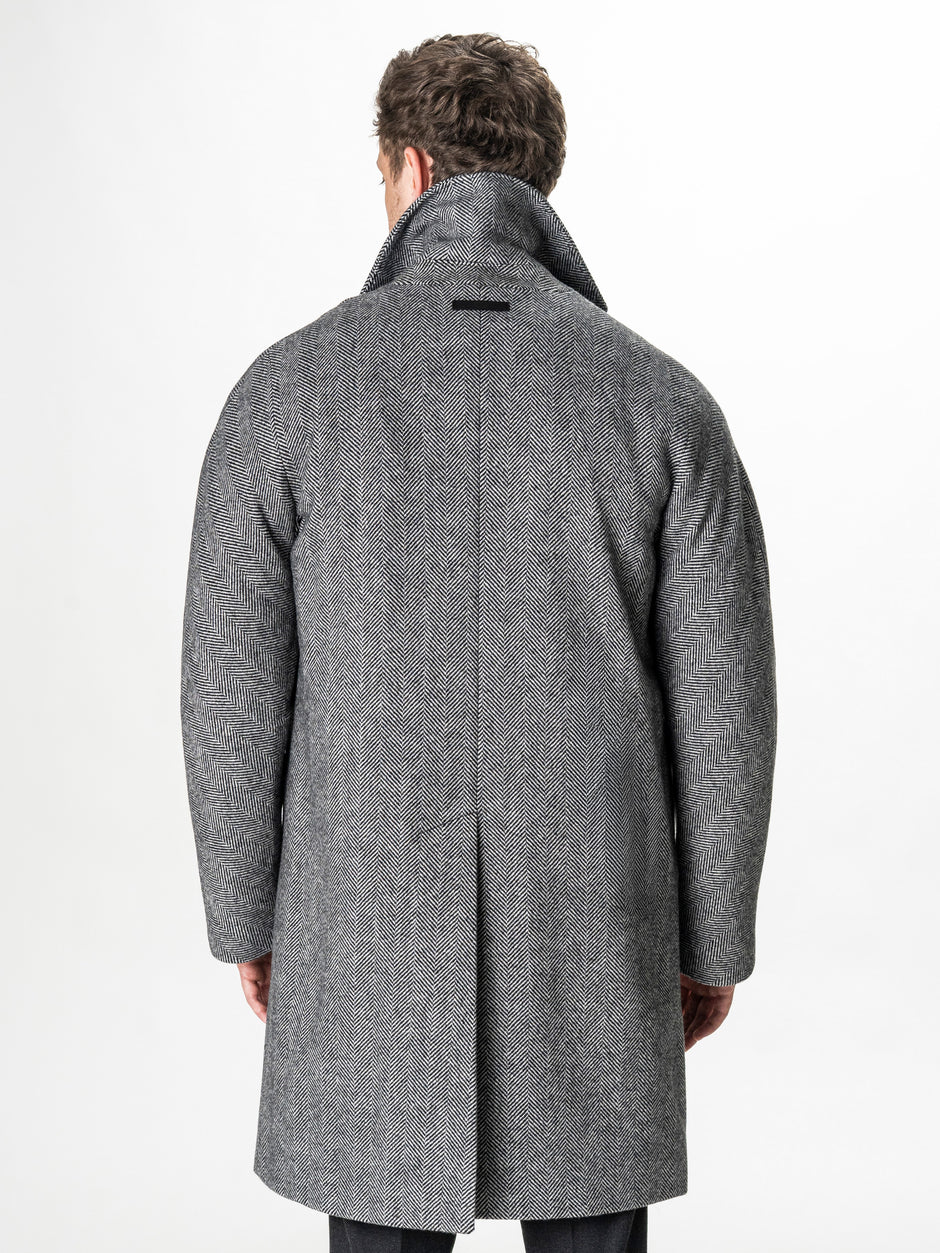 Palton Gri Herringbone Barbati Relaxed Fit 100% Lana BMan0008 (10)