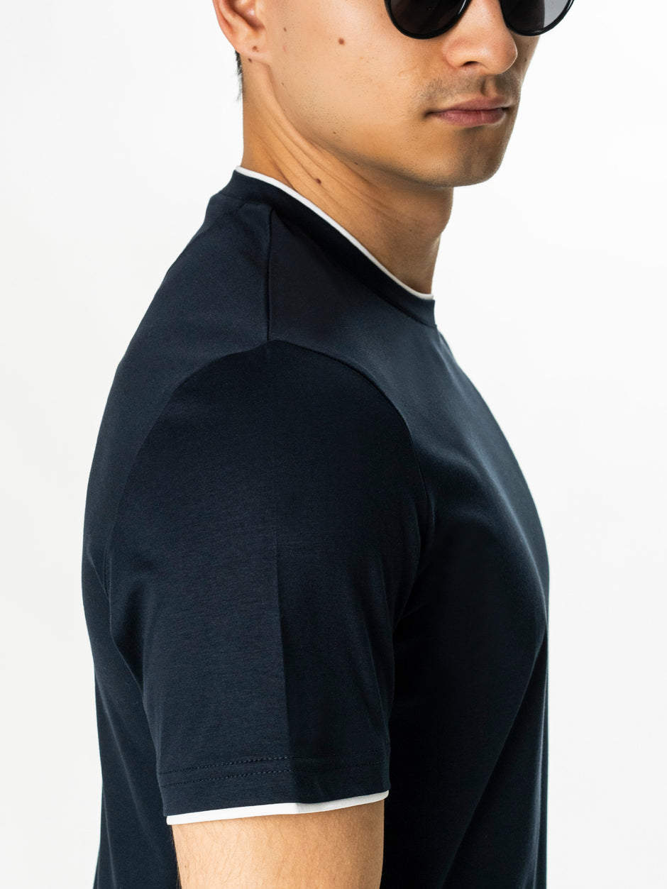 Tricou Bleumarin Barbati 100% Bumbac Egiptean Dublu Mercerizat BMan271 (10)