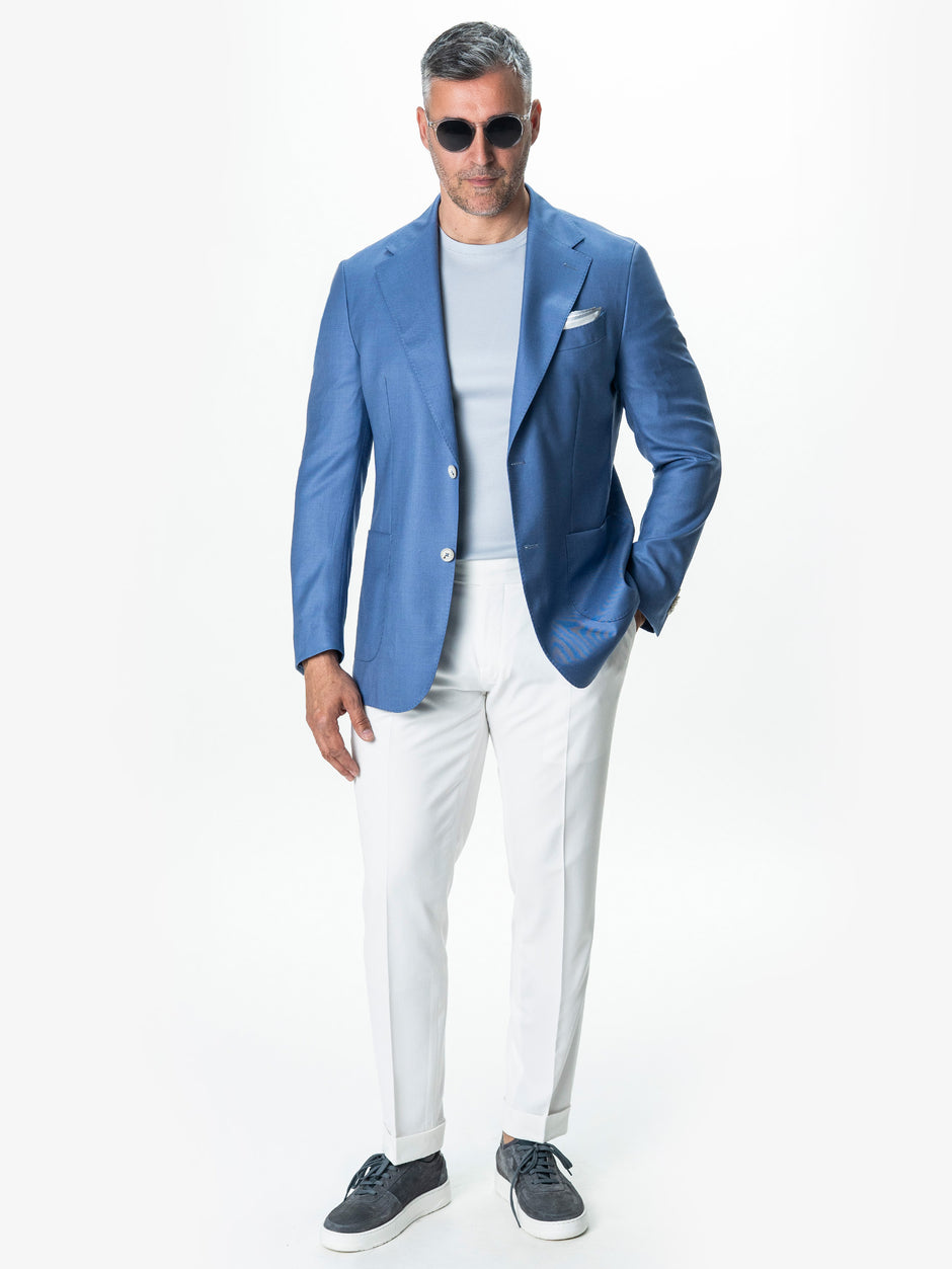 Pantaloni Albi Cu Pense Barbati Gurkha De Vara BMan703 (1)