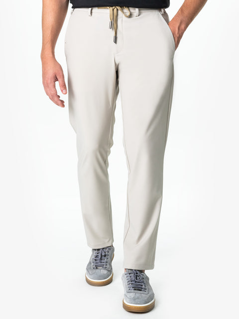 Pantaloni Casual Barbati Crem Din Spandex Cu Snur BMan0102