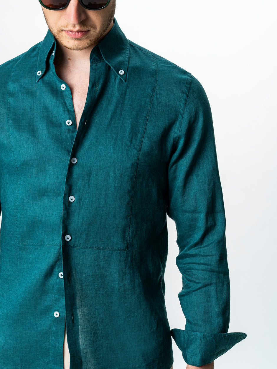 Camasa Barbati Verde De Vara Din 100% In Natural BMan0068 (7)