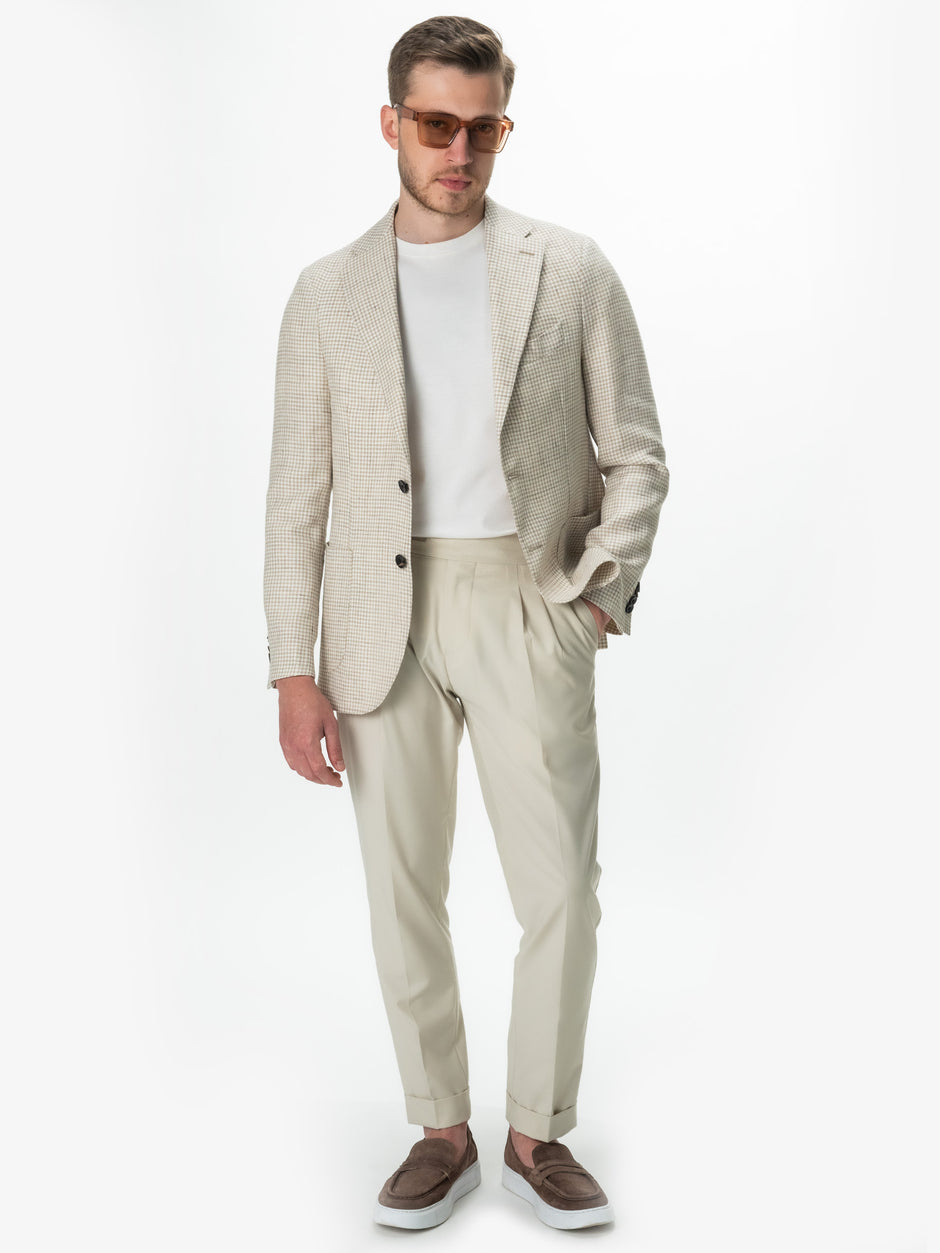 Sacou Vara Barbati Crem Houndstooth Tesatura Premium Drago Bman0025 (3)