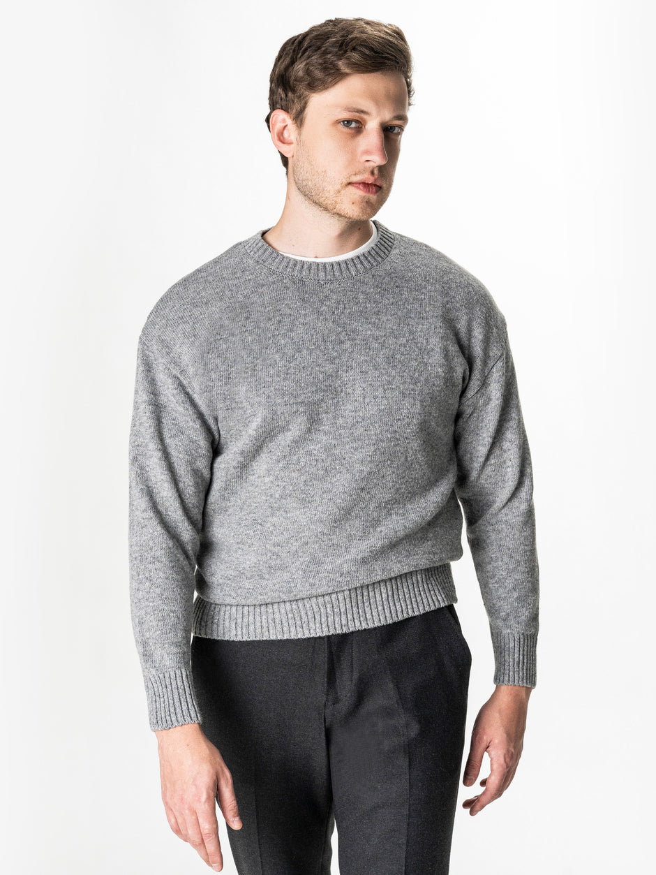 Pulover Barbati Gri Oversize 100% Lana Lambswool BMan0033 (8)