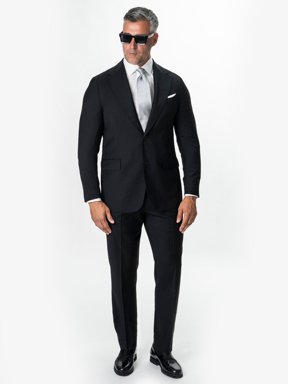 Costum Barbati Negru Lana Loro Piana Super 150's BMan0100 (9)