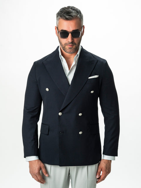 Sacou Doua Randuri Barbati Albastru Lana Vitale Barberis BMan0022