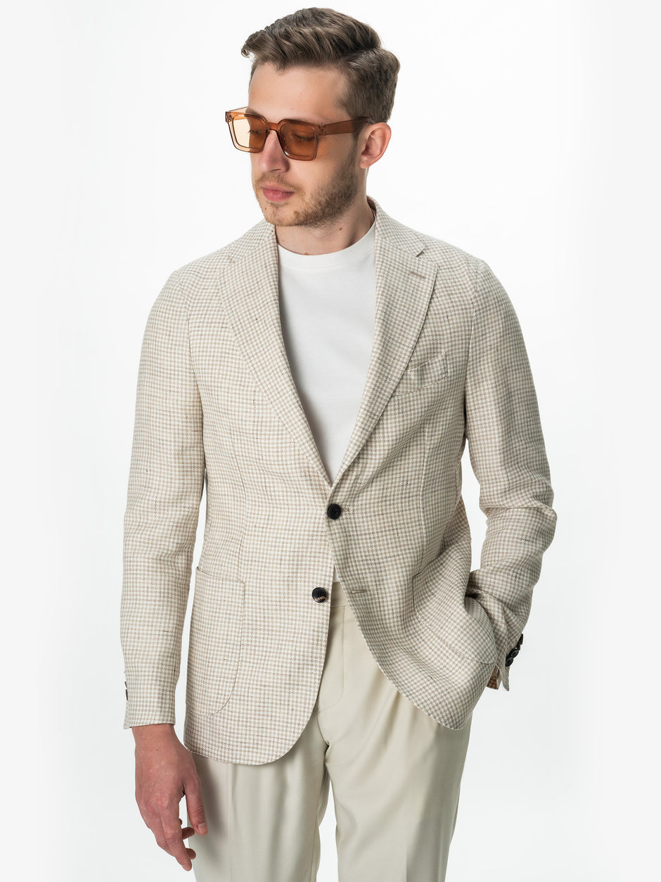 Sacou Vara Barbati Crem Houndstooth Tesatura Premium Drago Bman0025 (5)